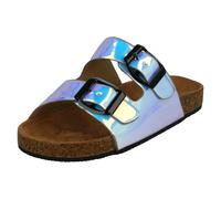 Girls Spot On Slip On Double Strap Mule Hologram Sandals H0R315
