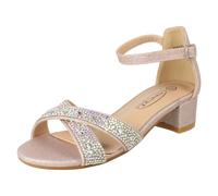 Girls Spot On Small Heeled Ankle Strap Glitter Sandals H1R122