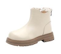 Girls Spring Autumn Winter Children's Shoes Little Girls Temperament Beaded Princess Boots Korean Fashion Trendy Style Back Zipper Girl Fashion Warm Boots Silver Cowboy Boot