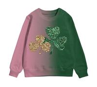 Girls St Patricks Day Batik Sweatshirt Crew Neck Long Sleeve Pullover Hoodless Sweatshirts Funny Graphic Jumpers St Patrick's Day Hoodies for Girls (Gold-B, 2-3 Years)