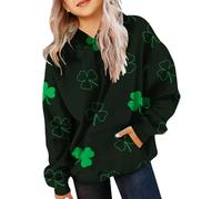 Girls St Patricks Day Hoodies Oversized Sweatshirt Shamrock Graphic Cute Sweatshirts Boys Funny Loose Hoodies Kids Hoodies (