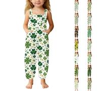 Girls St Patricks Day Outfits Romper St. Patrick's Day Jumpsuits Long Sleeve Letter Clover Print Patchwork Jumpsuit Irish Clothes Infant Playsuit Newborn Clothes