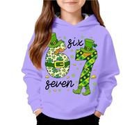 Girls St Patricks Day Shirts Long Sleeve Suitable for Summer Buffalo Plaid Print Blouse Cute Themed Graphics Raglan Design Irish Casual Loose Fit Comfort Light Purple