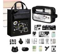 Girls Stationery Set Black Cat Stationery Kit Large Capacity Organizer