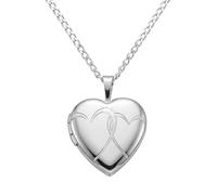 Girls Sterling Silver Hearts Locket with 16" Silver Chain - Space for 2 photographs inside