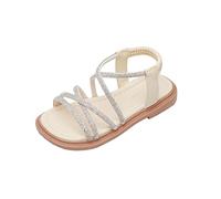 Girls Strap Sandals Size 12 Bright Diamond Square Toe Sandals Elastic Ankle Strap Sandal Elegant Flat Sandal Summer School Shoes Comfort Fit Beach Shoes Non Slip Walking Shoe Open Toe Footwear