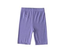 Girls' Stretchy Elastic Waist Summer Shorts - Soft Breathable Cotton Spandex, Body-Hugging fit or Loose Option, Solid & Unicorn Printed Options, 2-10Y, High Waist#g Purple