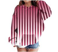 Girls Striped Oversized Sweatshirt Tie Dye Print Pullover Shirts with Pockets Crewneck Long Sleeve Tunic Tops Boys Youth Hoodies (Red, 3-4 Years)
