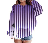 Girls Striped Oversized Sweatshirt Tie Dye Print Pullover Shirts with Pockets Crewneck Long Sleeve Tunic Tops Boys Youth Hoodies (Purple, 4-5 Years)