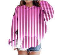 Girls Striped Oversized Sweatshirt Tie Dye Print Pullover Shirts with Pockets Crewneck Long Sleeve Tunic Tops Boys Youth Hoodies (Hot Pink, 3-4 Years)