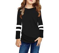 Girls Striped Tunic Sweatshirt with Crew Neck Long Sleeve Comfortable Casual Pullover Top for Toddlers and Kids 0209T