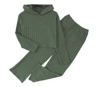 Girls Suits Girl Fall Long Sleeved Knitted Casual Jumper Cute Straight Trousers Girls Sweater Two Piece Set Kids Outdoor Sport Casual Runing Tracksuit Sets (Green, 10-11 Years)