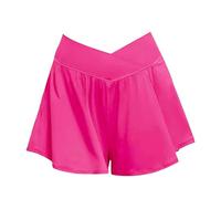Girls Summer Butterfly Shorts Youth Crossover Athletic Shorts Teen Girls 2 in 1 Flowy Running Skorts with Pockets Casual Loose Fit Beach Wear Trendy Soft (Hot Pink, 7-8 Years)