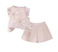 Girls Summer Casual Outfit Set Printed Round Neck Top with Elastic Waist Shorts Comfortable Toddler Playwear for Ages 1 to 7 Baby Girl Clothes 11-12 Years Year Old Boy 80'S Outfits for Women
