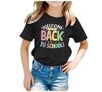 Girls Summer Casual T Shirt Cute Graphic Print Round Neck Short Sleeve Tee to School Season Top