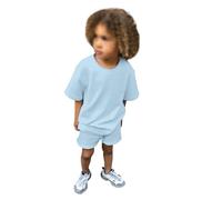 Girls Summer Clothes Glitter Dance Dress Costume Fashion Letter Love Printed Crop Pullover Polo Top Tee Sleeveless Button Cami Ribbed Clothing Sets Unisex Kids 2Pcs Outfit 2 Piece Outfits Light Blue