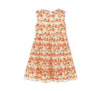 Girls Summer Dress Casual Floral Print Sleeveless Beach Slip Cotton Silk Ruffled Shoulder Casual A-line Midi Dress Swing Elegant School Daily Sundress for Beach Vacation Holiday Party for 2-17 Years