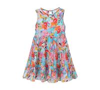 Girls Summer Dress Casual Floral Print Sleeveless Beach Slip Cotton Silk Ruffled Shoulder Casual A-line Midi Dress Swing Elegant School Daily Sundress for Beach Vacation Holiday Party for 2-17 Years