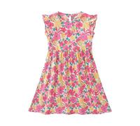 Girls Summer Dress Casual Floral Print Sleeveless Beach Slip Cotton Silk Ruffled Shoulder Casual A-line Midi Dress Swing Elegant School Daily Sundress for Beach Vacation Holiday Party for 2-17 Years