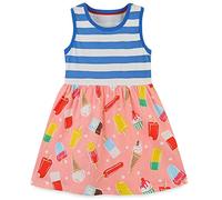 Girls Summer Dresses Unicorn Floral Dress 100% Cotton Sleeveless Casual Tank Dress for Little Kids Age 4-5 Years