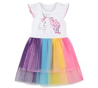 Girls Summer Dresses Unicorn Short Sleeve Princess Birthday Party Dress for Kids 2-3 Years
