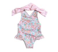 Girls Summer Floral Print Backless Swimsuit Bikini with Bow Design Beach Swimwear Accessories for Kids Sensory Suit 12 Month 18 Bathing