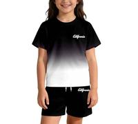 Girls Summer Gradient Print Outfit Lightweight Playful Kids Clothing Set Ideal Seasonal Wardrobe 80s Outfits Clothes 12-13 Years 2 Year Old Girl Funny for