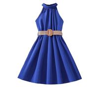 Girls' Summer Halter Neck A-Line Princess Dress - Elegant Party Prom Chiffon Maxi Dress for Teenagers and Kids Age 7-12 Years