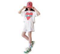 Girls Summer Outfits Short Sleeve T Shirt Shorts Set Casual Graphic Print Two Piece Toddler Teen Clothes Comfortable Playwear (White-E, 4-5 Years)