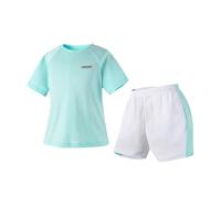 Girls Summer Outfits Short Sleeve T-Shirt Shorts Set Casual Sportswear Active Wear for Kids 4-12 Years Round Neck Breathable Comfortable Play Clothes (Mint Green-b, 7-8 Years)