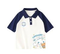 Girls Summer Polo Shirt Short Sleeve, Cute Girls Big Ear Dog Short Sleeve t-Shirt, New t-Shirt for Primary School Students,Blue,120cm