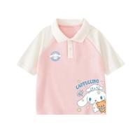 Girls Summer Polo Shirt Short Sleeve, Cute Girls Big Ear Dog Short Sleeve t-Shirt, New t-Shirt for Primary School Students,Pink,140cm