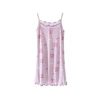 Girls Summer Print Sleeveless Princess Dress Nightdress Lace Pajamas Dress Toddler Girl Sleep Dress girl nighties Thin Soft Breathable Nightgown 3 Printing 3-10 Years Old (Purple, 4-5 Years)