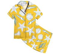 Girls Summer Pyjamas - Adorable Luxurious Girls Satin Pajama Set with Enchanting Print Soft Breathable Sleepwear for Toddlers to Teens Casual Two-Piece Outfit Featuring Elastic Waist Bottoms