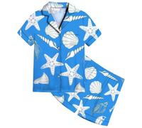 Girls Summer Pyjamas - Adorable Luxurious Girls Satin Pajama Set with Enchanting Print Soft Breathable Sleepwear for Toddlers to Teens Casual Two-Piece Outfit Featuring Elastic Waist Bottoms