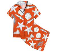 Girls Summer Pyjamas - Adorable Luxurious Girls Satin Pajama Set with Enchanting Print Soft Breathable Sleepwear for Toddlers to Teens Casual Two-Piece Outfit Featuring Elastic Waist Bottoms