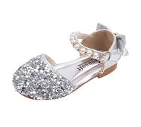 Girls Summer Roman Sandals Comfort Mary Jane Dance Party Cosplay Shoe For Little Queen Princess Birthday Sandals Slipper Lightweight Slip-On Clogs Pink Sliders Strappy Ankle Big (Silver,13)