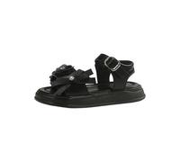 Girls Summer Sandals Floral Open Toe Wide Fit Non Slip Soft Flat Slingback Walking Shoes Kids A ch Support Fashion Casual Comfort Sandal Party Dance Lightweight Slippers (Black, Big Kids)