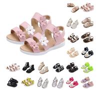 Girls Summer Sandals UK Clearance, Kids Sequin Sliders Flowers Slippers Gladiator Slides Flat Shoes Open Toe Sandal Hook Loop Strap Slider, Hollow Out Slipper Comfy Thick Sole Slide for Beach Holiday
