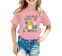 Girls Summer Short Sleeve Tee Cute Print Casual Top for Toddler Kids Comfortable Round Neck Shirt Preschool Outfit (1-2 Years)
