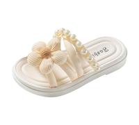 Girl's Summer Slippers,Flat Sliders with Flowers and Pearl,Kids Beach Pool Sliders AntiSlip Slippers Shoes,Outdoor Travel Vacation Beach Slippers for Children