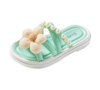 Girl's Summer Slippers,Flat Sliders with Flowers and Pearl,Kids Beach Pool Sliders AntiSlip Slippers Shoes,Outdoor Travel Vacation Beach Slippers for Children