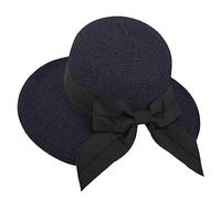 Girls Sun Hat with Ponytail Hole Womens Floppy Summer Sun Beach Hats Accessories Wide Brim 50 Crushable Womens Caps Bowler Hat (Black, One Size)