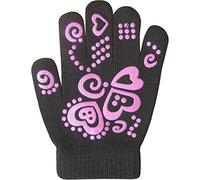 Girls Super Soft Fine Knit Magic Stretch Gripper Winter Gloves, Black, One size