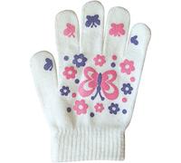 Girls Super Soft Fine Knit Magic Stretch Gripper Winter Gloves, Cream, One size