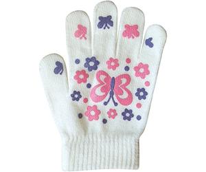 Girls Super Soft Fine Knit Magic Stretch Gripper Winter Gloves, Cream, One size