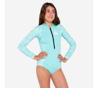 Girls’ Surfing Front Zip Long Sleeve One-piece Swimsuit - 500 Turquoise