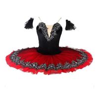 Girls' Swan Lake Pancake Ballet Tutu Dress, Kids Adults Puffy Skirt Perfect for Dance Performances Competitions,Black,140