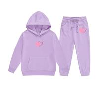 Girls Sweat Suit 2025 2 Piece Oversized Outfit Casual Athletic Hooded Sweatpants Top Bottoms Tie Dye Tracksuit Y2K Letter Print Preppy Clothes Fashion Hoodie and Trousers Outfits Purple