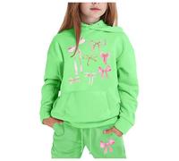 Girls Sweat Suit 2025 2 Piece Oversized Outfit Comfy School Style Sweatshirt Pants Tie Dye Tracksuit Top Bottom Loungewear Activewear Fashion Kids Light Green
